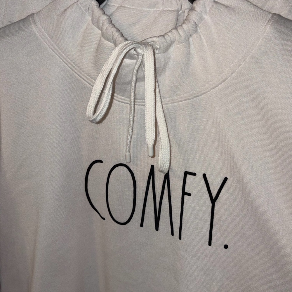 Rae Dunn “Comfy” Cream 2-Piece Lounge Set Joggers Hoodie Sweatsuit - Picture 3 of 11
